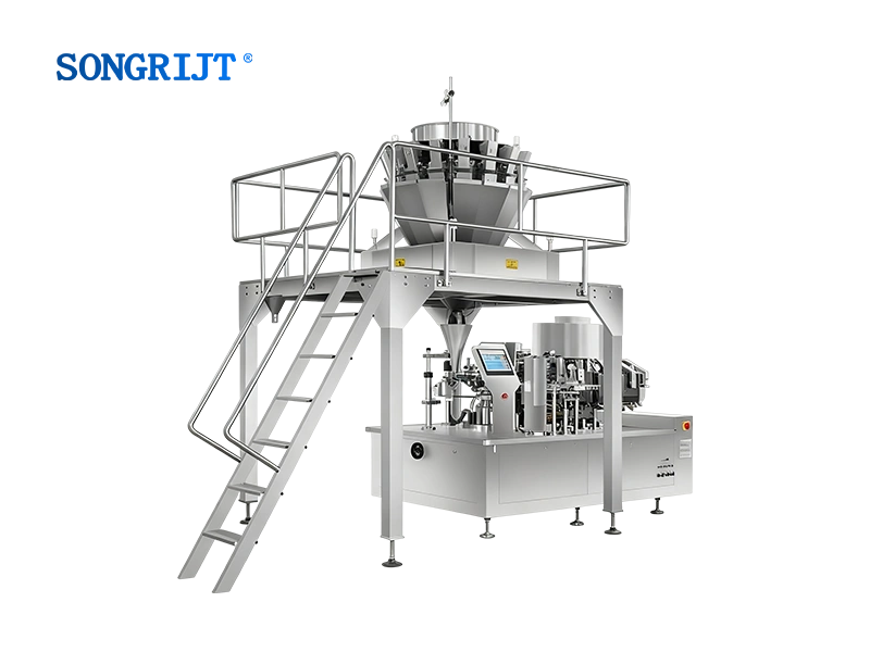 Máquina automática de envasado al vacío rotativa de doble plato giratorio